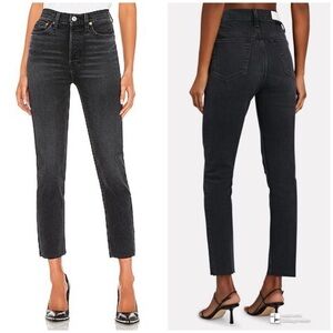Re/Done 90s Slim Ankle Crop Jeans Size 28 Faded Coal Black